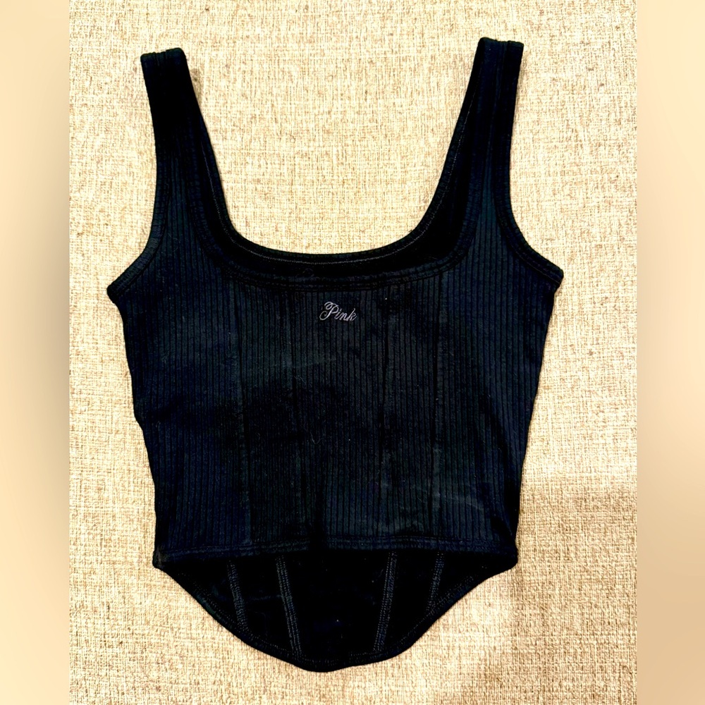 Black Ribbed Tank Top by Pink Size XS